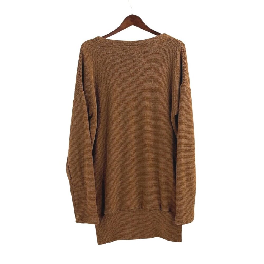 Free People Beach Banded Sweater Tunic Brown Womens Size Small Chunky Oversize - Picture 2 of 8